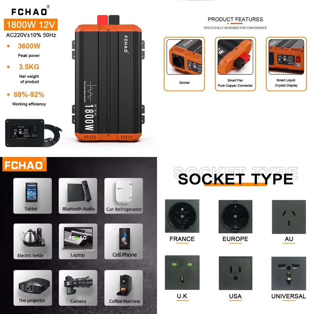 Home Appliances - 1800W Power Inverter DC 12V to