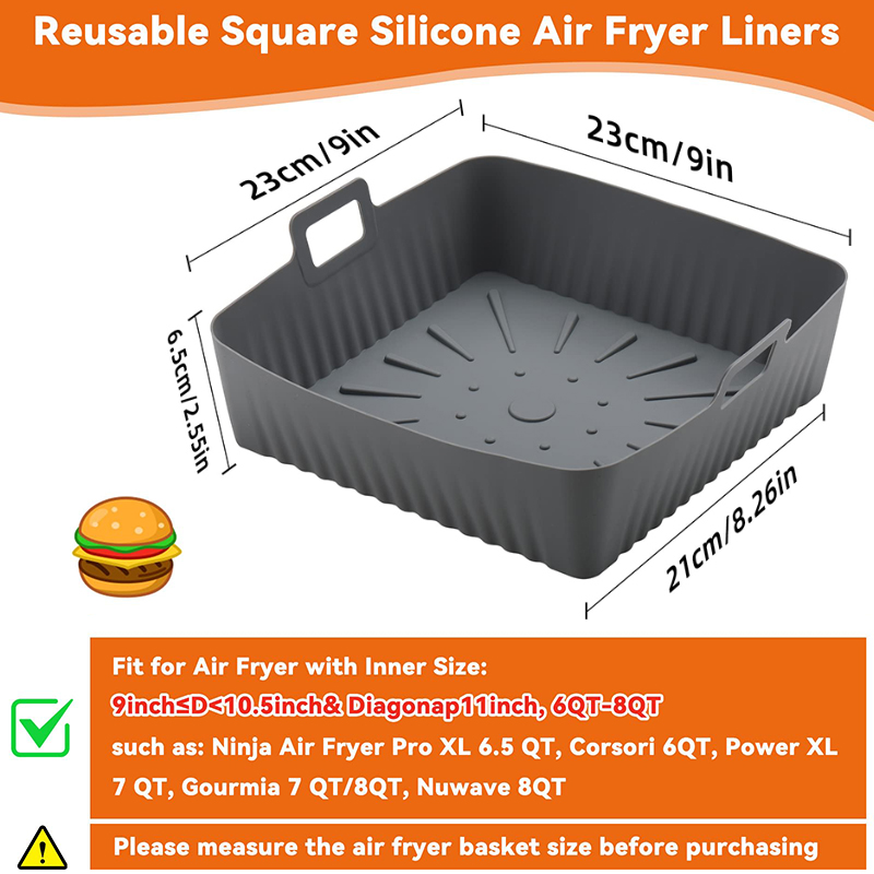 Square Large Silicone Air Frye - Air Fryer Silicone Pot Liner recension och pris