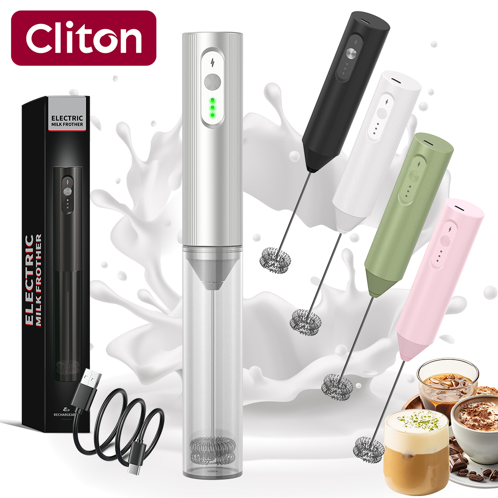 Cliton Electroplated Silver US - Electric Milk Frother Handheld recension och pris