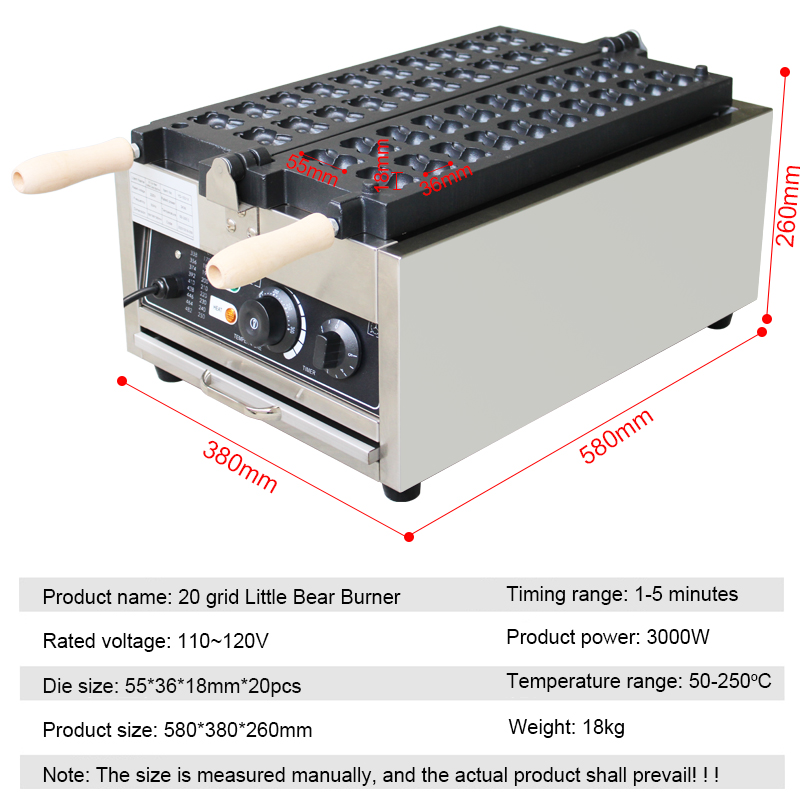Commercial 20Pcs Bear Shape Ta - Mini Waffle Maker Machine recension och pris