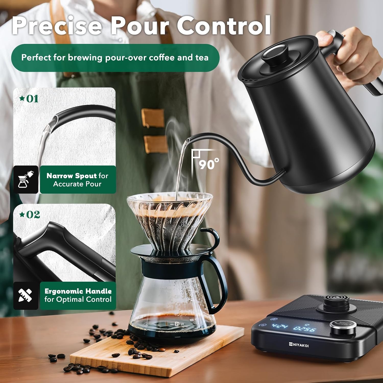 Gooseneck Electric Kettle with - Electric Kettle Temperature Control recension och pris